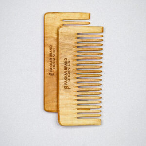 small neem wood shampoo comb – compact wide tooth comb | fakkar brand organics