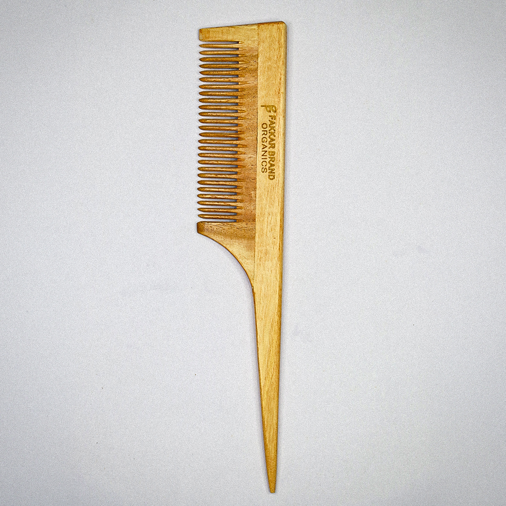 neem wood tail comb – precision parting hair comb | fakkar brand organics