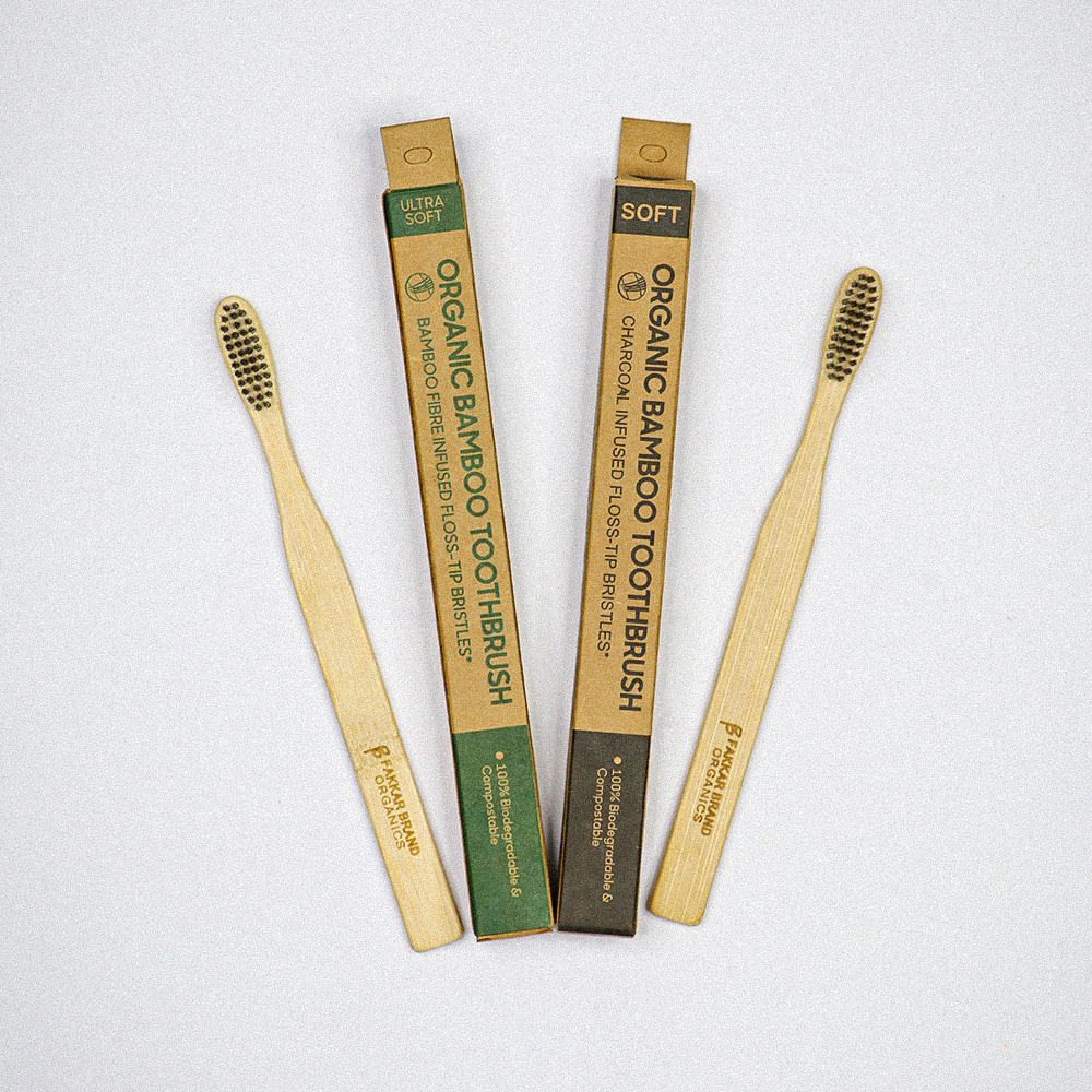 flat bamboo toothbrush – soft & ultra soft bristles | eco friendly daily use | fakkar brand organics