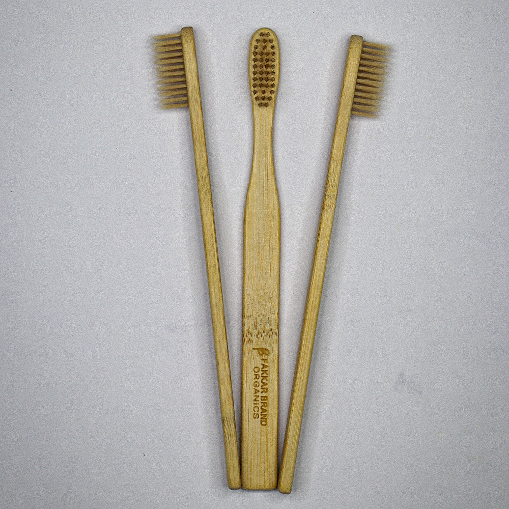 fibre bamboo toothbrush – flat brush with bamboo fibre bristles | soft & ultra soft | fakkar brand organics