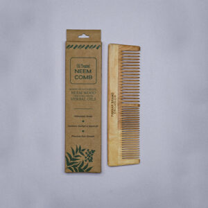 dual lilly neem comb – double teeth wooden comb | 100% natural neem wood | fakkar brand organics