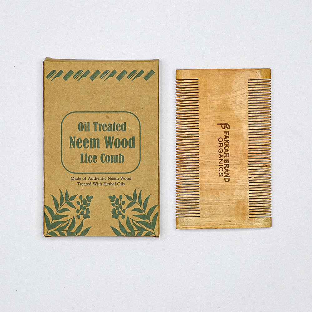 neem wood lice comb – fine tooth hair comb | fakkar brand organics