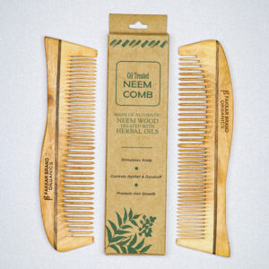 premium neem wood regular comb with rosewood stripe – smooth hair comb | fakkar brand