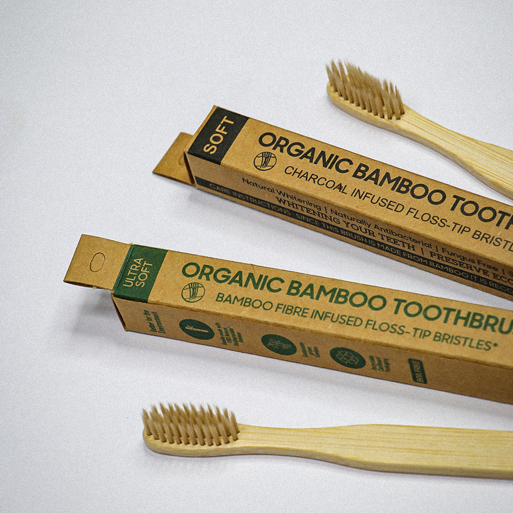 fibre bamboo toothbrush – flat brush with bamboo fibre bristles | soft & ultra soft | fakkar brand organics