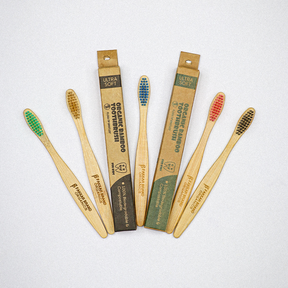 kids c curve bamboo toothbrush – ultra soft bristles | gentle oral care | fakkar brand organics