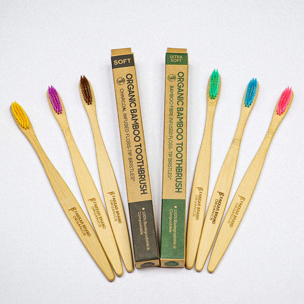 c curve bamboo toothbrush – soft & ultra soft bristles | eco friendly brush | fakkar brand organics