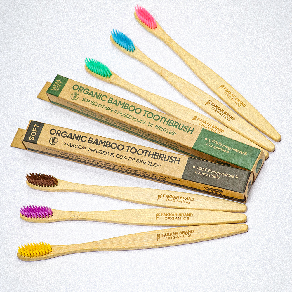 c curve bamboo toothbrush – soft & ultra soft bristles | eco friendly brush | fakkar brand organics