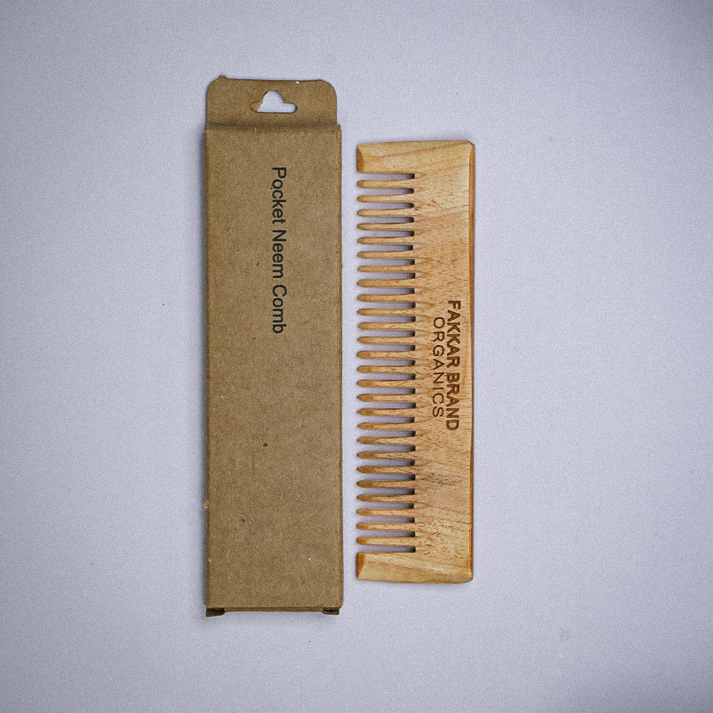 pocket neem wood comb – travel friendly hair comb | fakkar brand